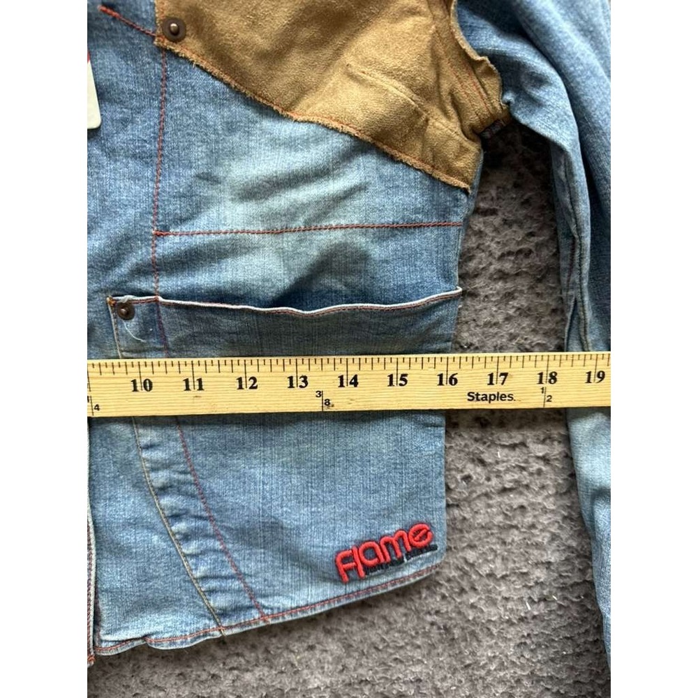 NWD Johnny Blaze Flame Stretch‎ Denim Jacket Light Sandblast Womens Size M - Picture 13 of 16